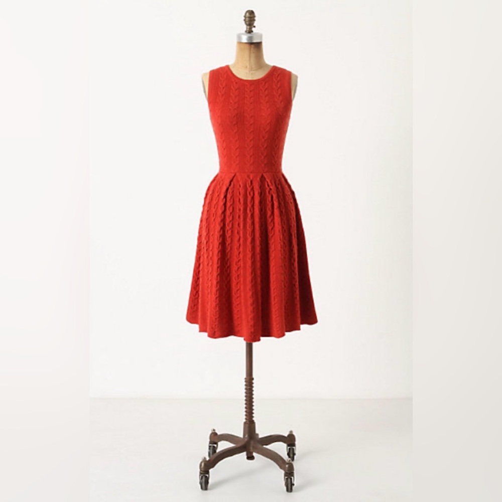 Anthropologie Far Away From Close Red Wool Sweater Dress Small S